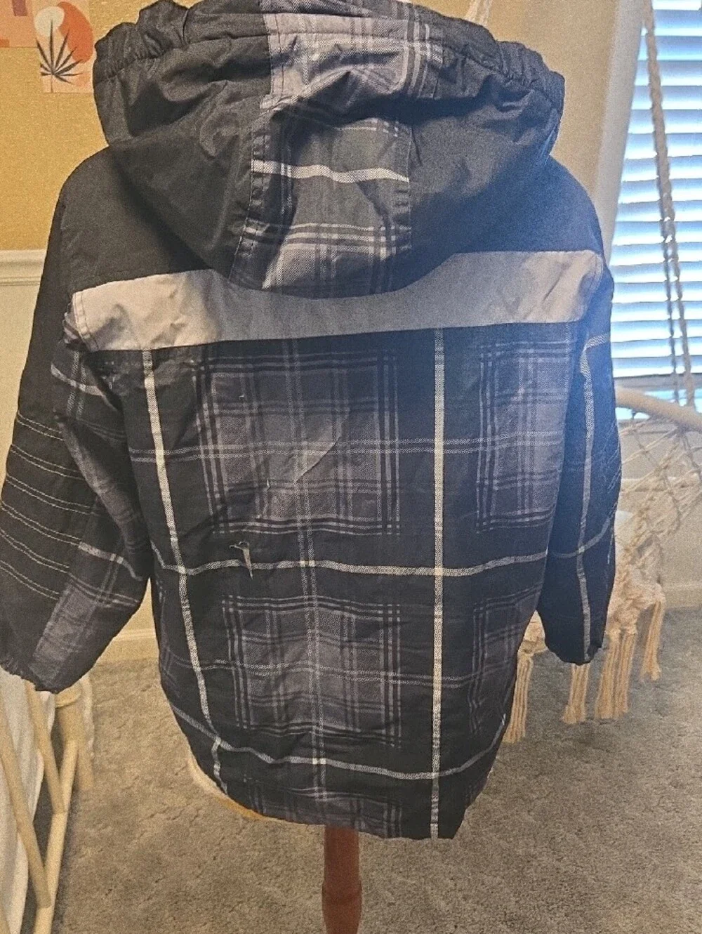 Free Country Black & Gray Plaid Insulated Hooded Puffer Jacket